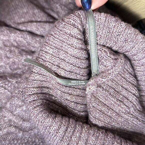 By Anthropologie Mixed Media Turtleneck Cable Sweater Size Medium Ret $118 - Picture 9 of 14